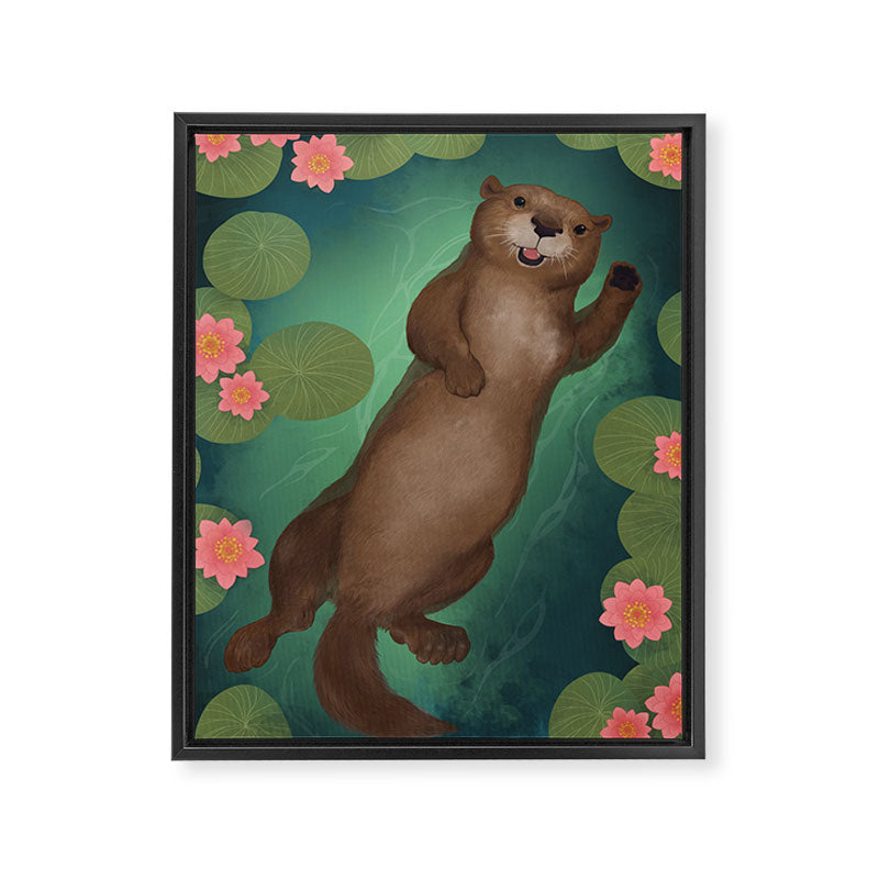 swimming otter Framed Canvas Print Gallery Image 8