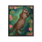 swimming otter Framed Canvas Print Gallery Image 8