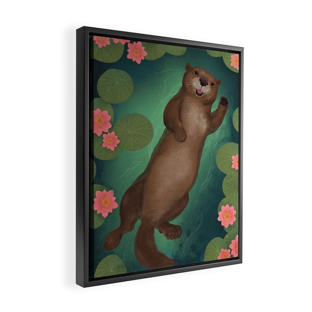 swimming otter Framed Canvas Print Gallery Image 2