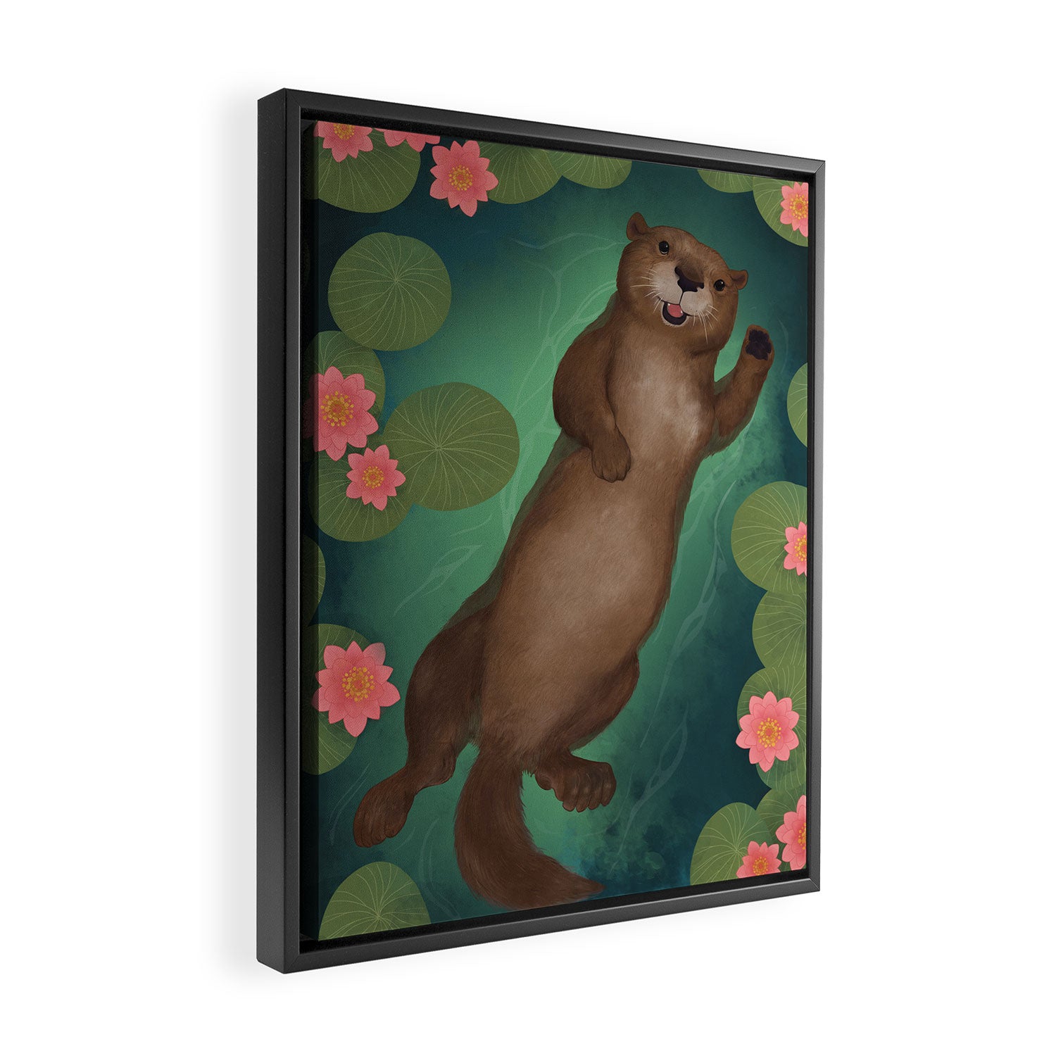 swimming otter Framed Canvas Print Gallery Image 2