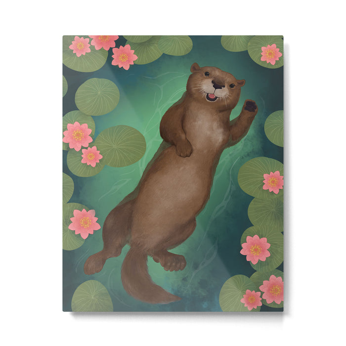 swimming otter Metal Print Gallery Image 1
