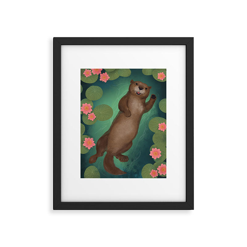 swimming otter Framed Art Print Gallery Image 6