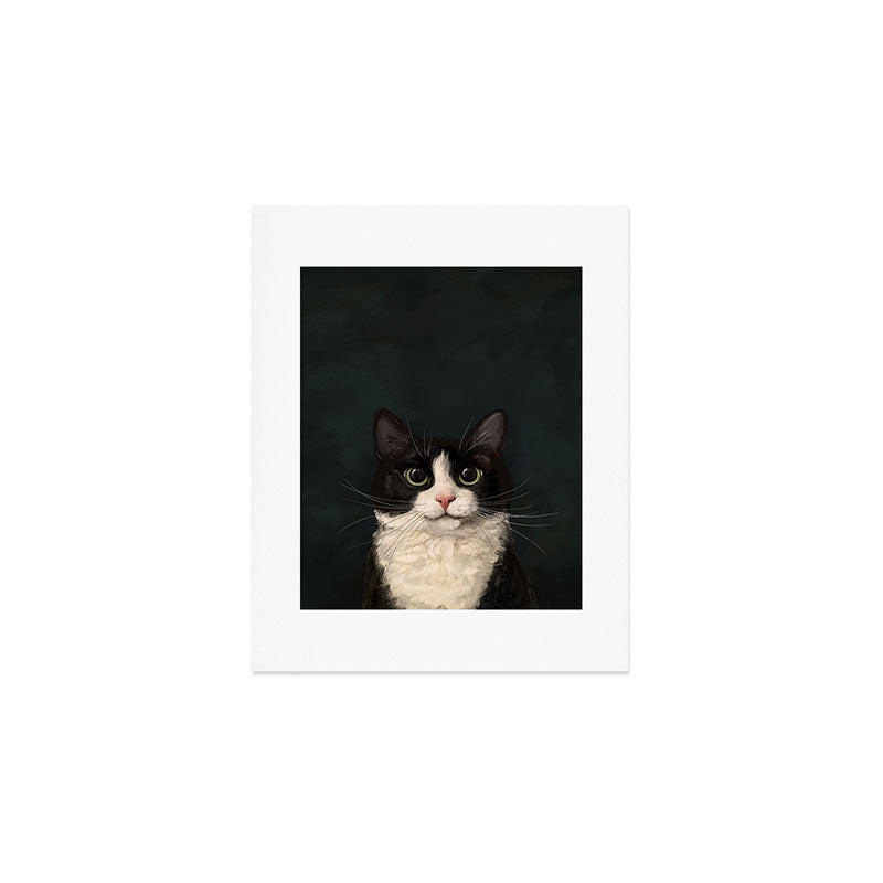 Tuxedo Cat Portrait Art Print Gallery Image 1