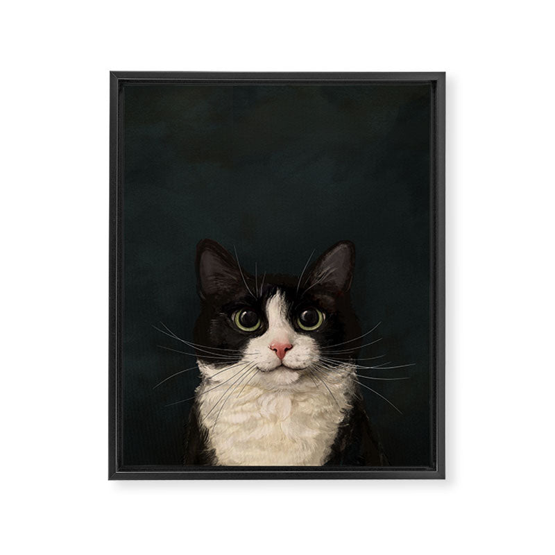 Tuxedo Cat Portrait Framed Canvas Print Gallery Image 8