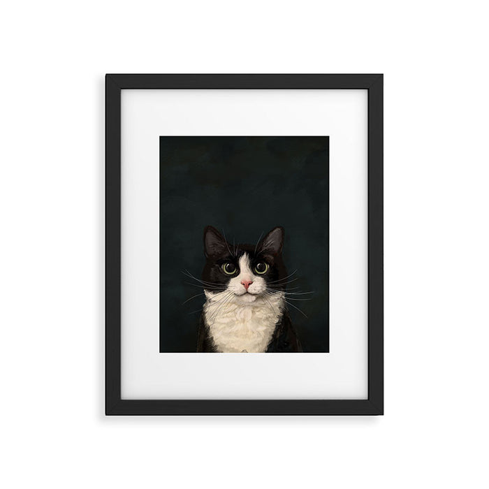 Tuxedo Cat Portrait Framed Art Print Gallery Image 1
