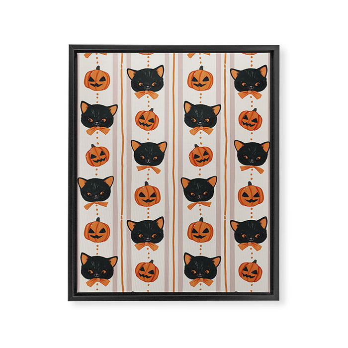 Vintage Halloween Kittens Framed Canvas Print Gallery Image 1
