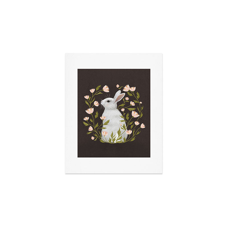 White Rabbit Floral Art Print Gallery Image 1