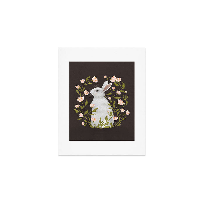 White Rabbit Floral Art Print Gallery Image 1
