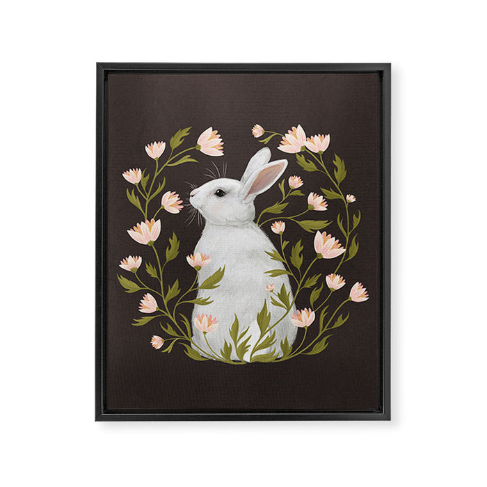 White Rabbit Floral Framed Canvas Print Gallery Image 1