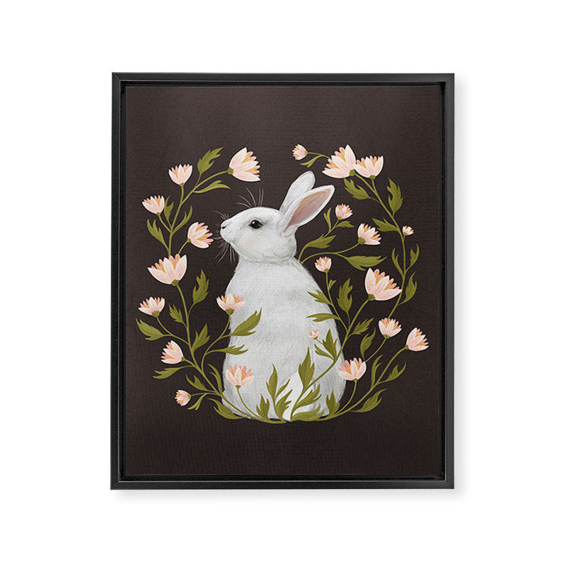 White Rabbit Floral Framed Canvas Print Gallery Image 6