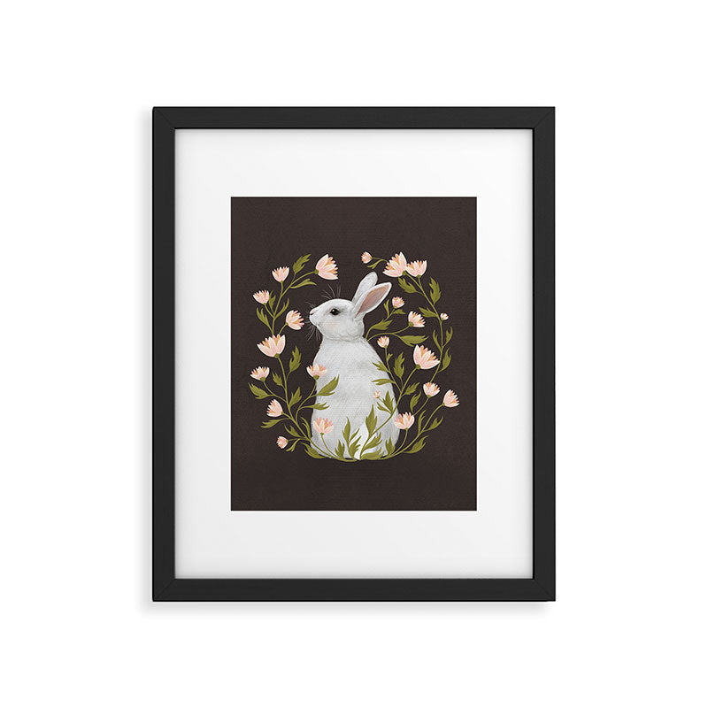 White Rabbit Floral Framed Art Print Gallery Image 4