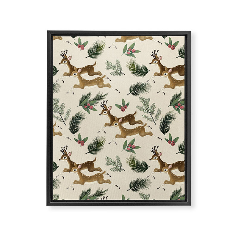 winter deer // repeat pattern Framed Canvas Print Gallery Image 8
