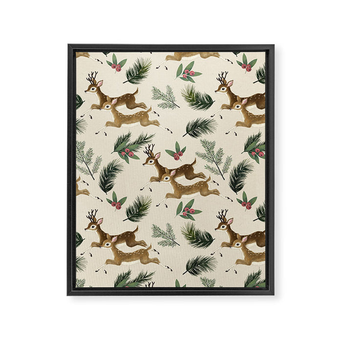 winter deer // repeat pattern Framed Canvas Print Gallery Image 1