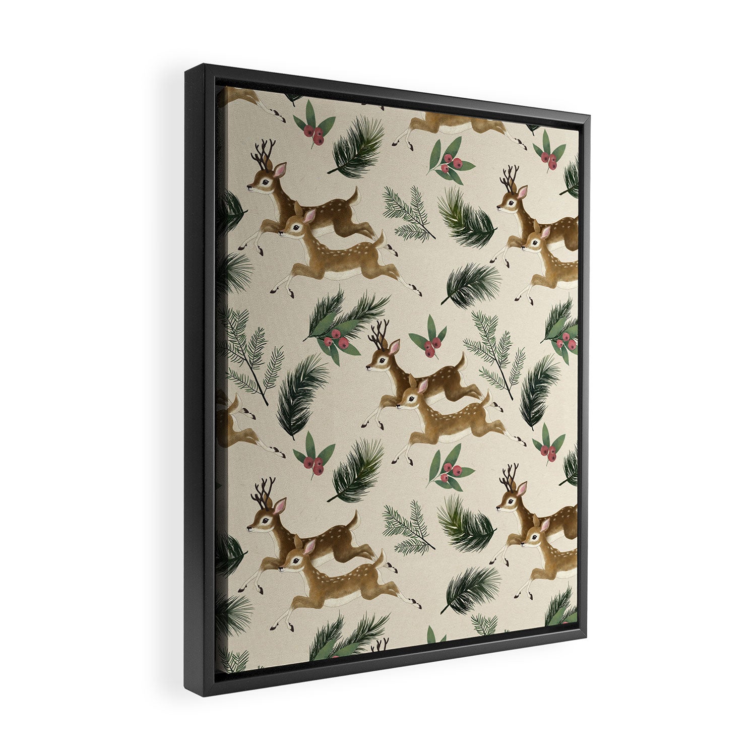 winter deer // repeat pattern Framed Canvas Print Gallery Image 2
