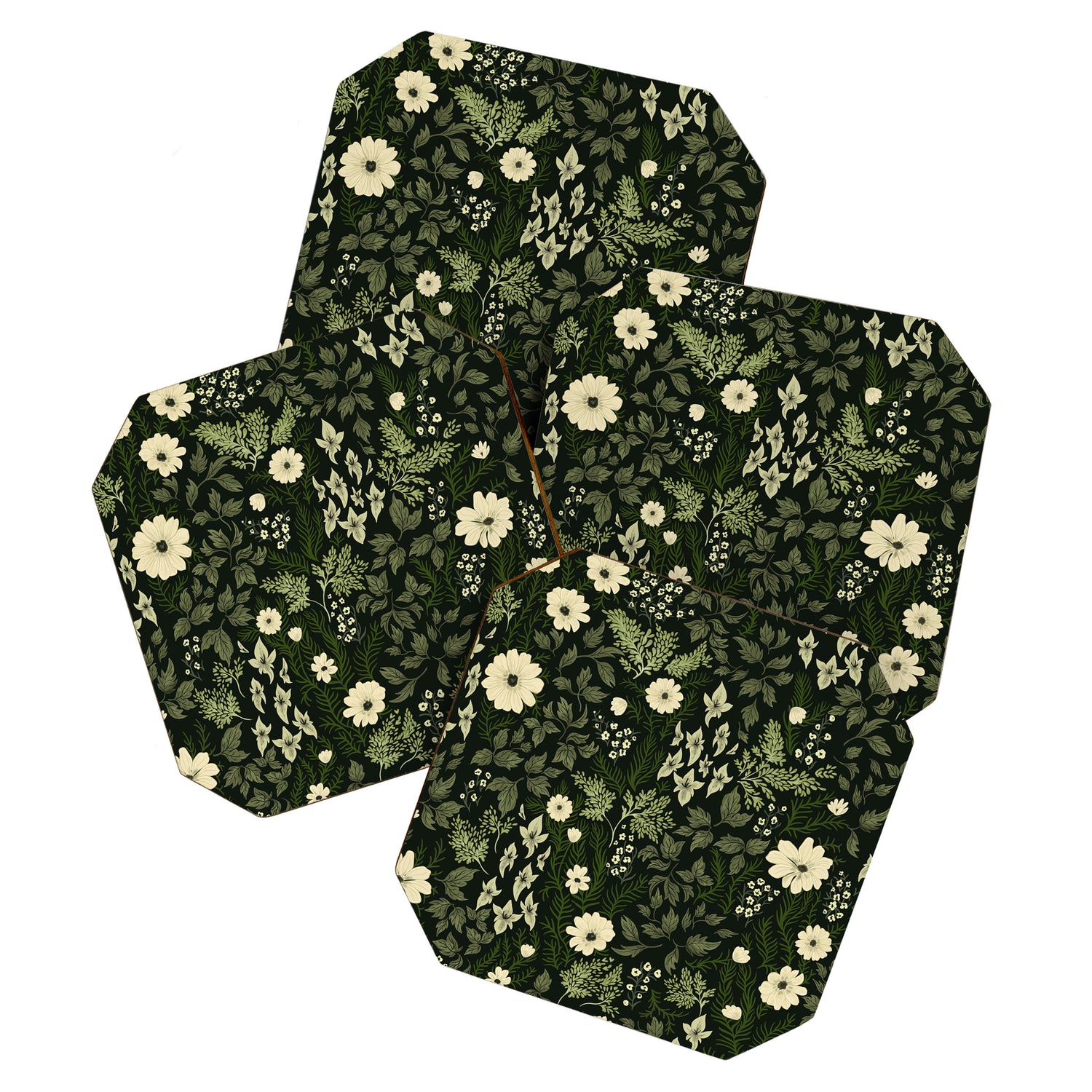 Woodland Nouveau Pattern Forest Green Coaster Gallery Image 1