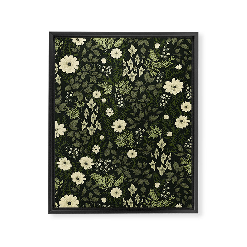 Woodland Nouveau Pattern Forest Green Framed Canvas Print Gallery Image 8