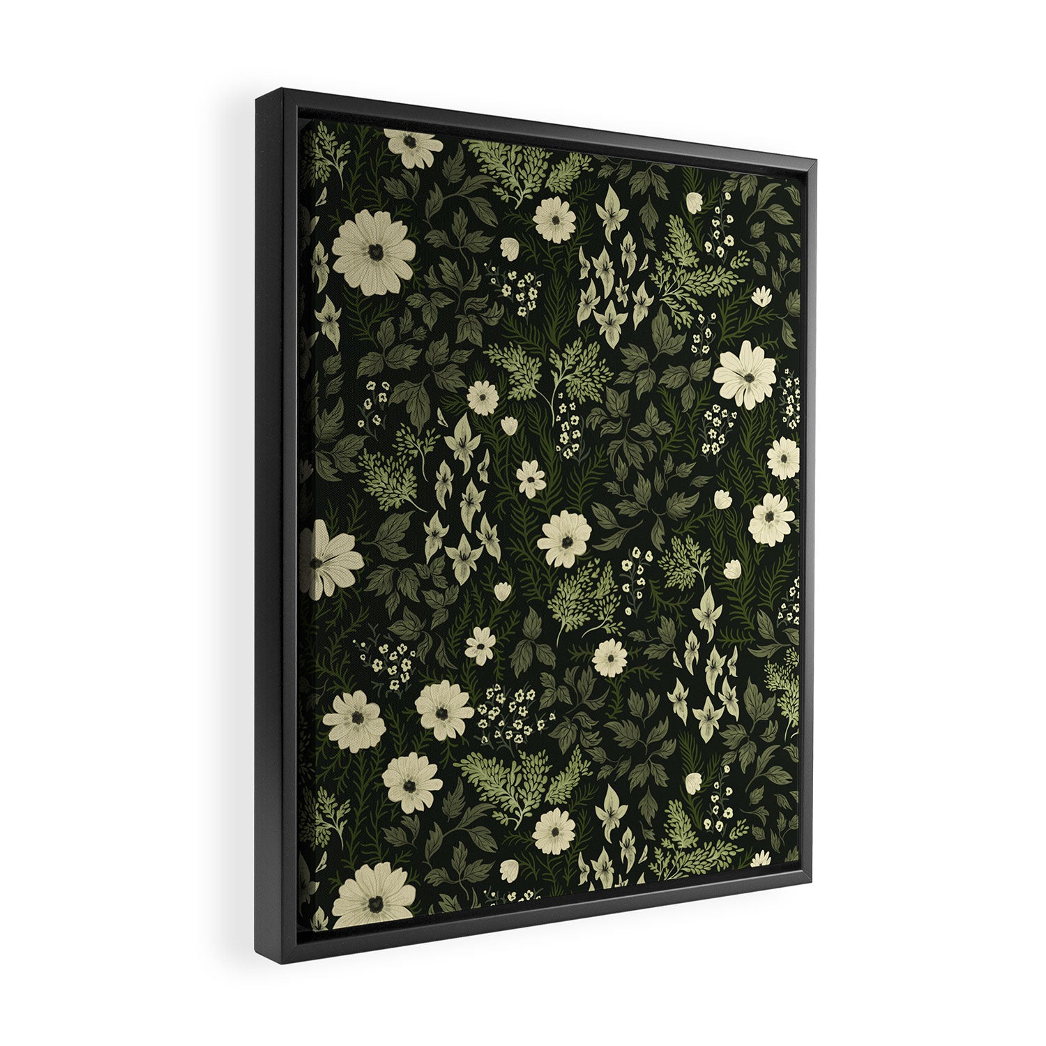Woodland Nouveau Pattern Forest Green Framed Canvas Print Gallery Image 2