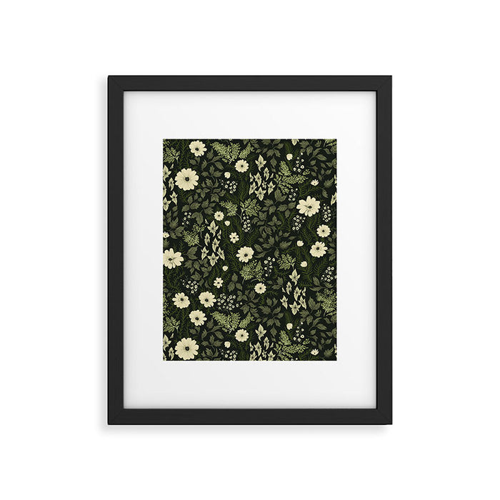 Woodland Nouveau Pattern Forest Green Framed Art Print Gallery Image 1