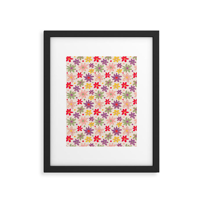 Retro Daisies & Dots Framed Art Print Gallery Image 1