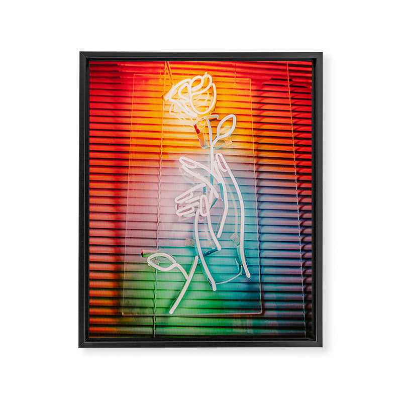 NEON ROSE Framed Canvas Print Gallery Image 6
