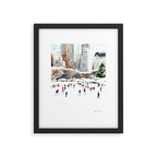 Central Park Ice Skating Art Watercolor Winter Wollman Rink NYC Skyline Framed Art Print Gallery Image 5