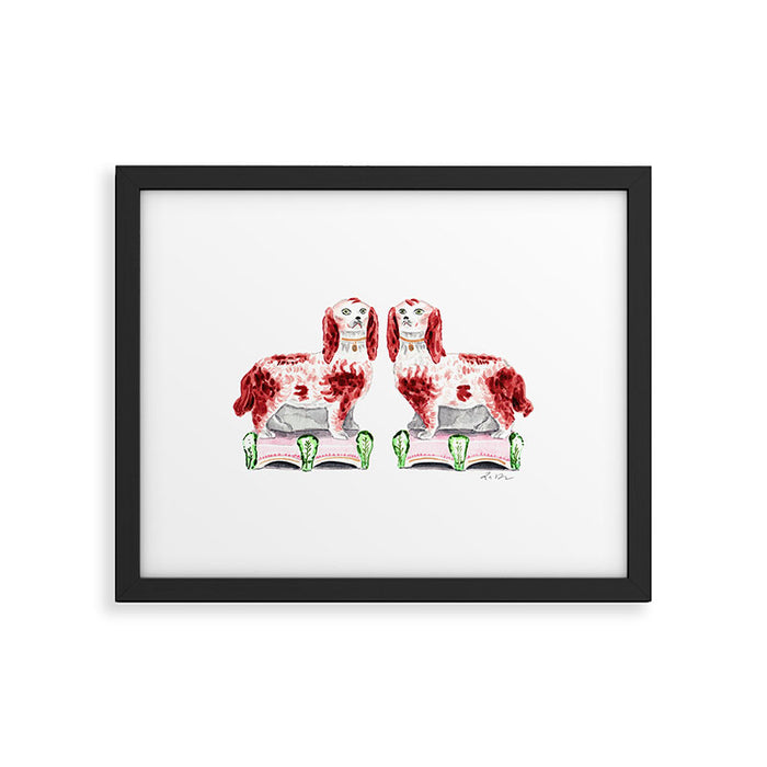 Pair of Staffordshire Dogs in Rust Framed Art Print Gallery Image 1