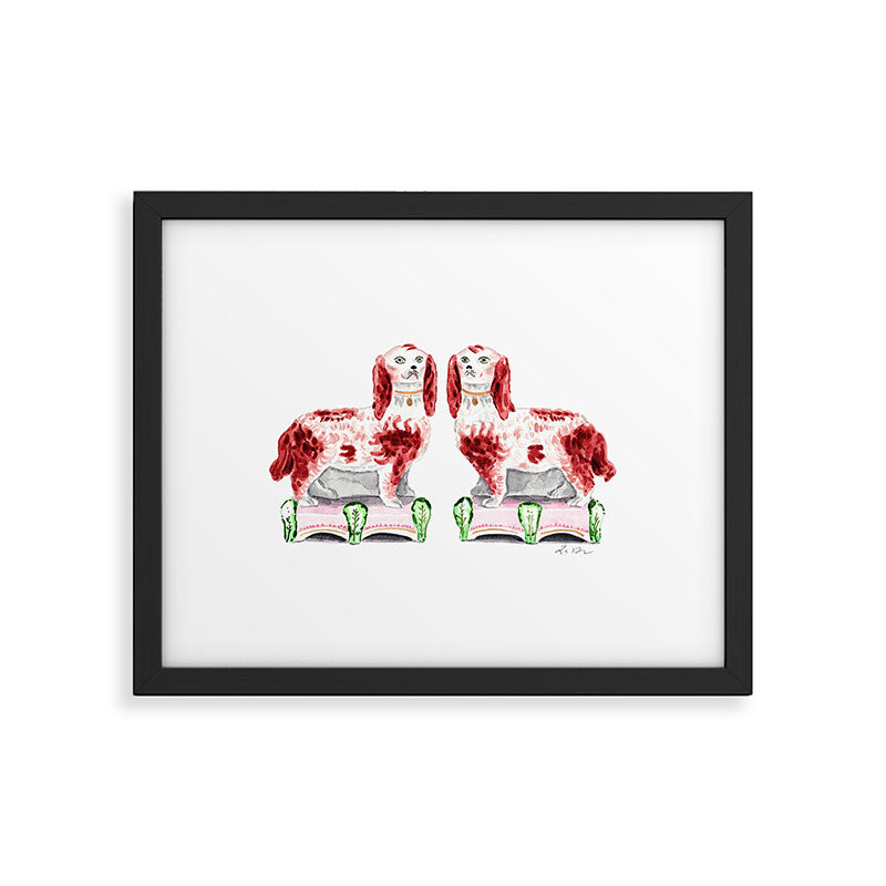 Pair of Staffordshire Dogs in Rust Framed Art Print Gallery Image 5