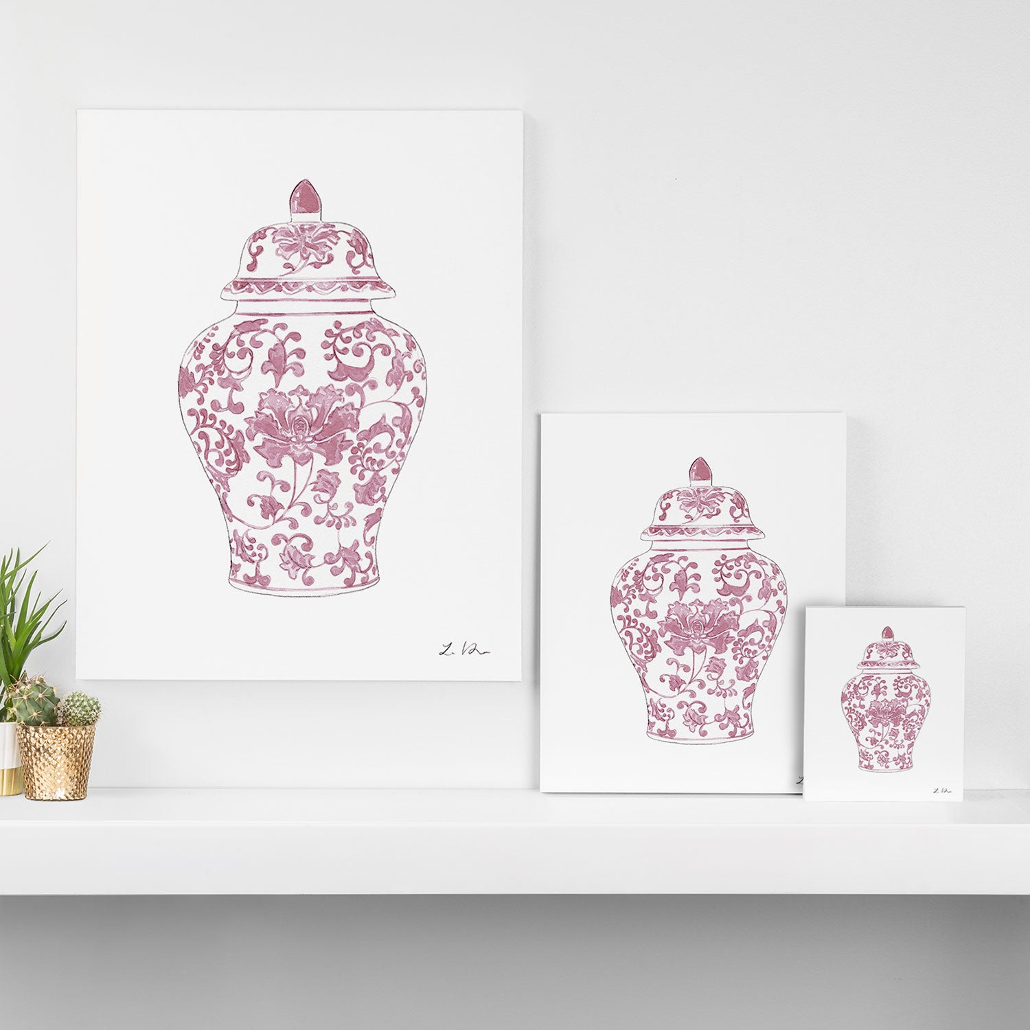 Pink Ginger Jar 2 Canvas Print Gallery Image 3