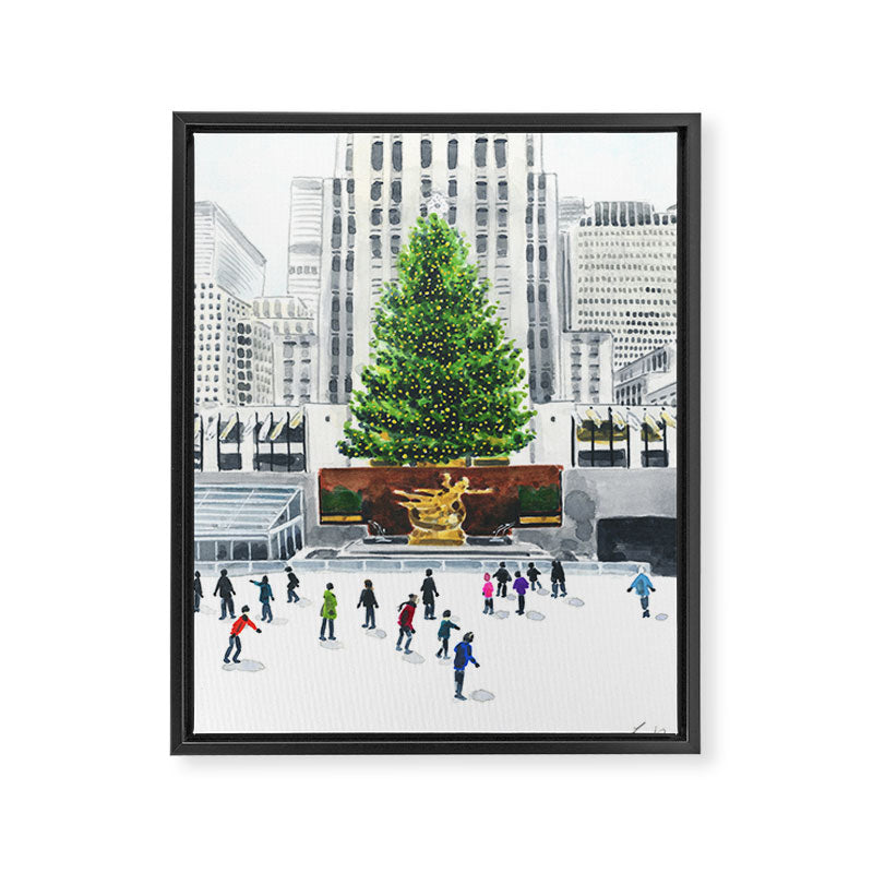 Winter Ice Skating at Rockefeller Center New York City Framed Canvas Print Gallery Image 6