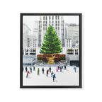 Winter Ice Skating at Rockefeller Center New York City Framed Canvas Print Gallery Image 6