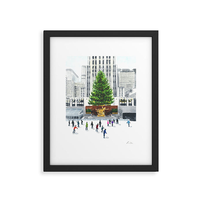 Winter Ice Skating at Rockefeller Center New York City Framed Art Print Gallery Image 1