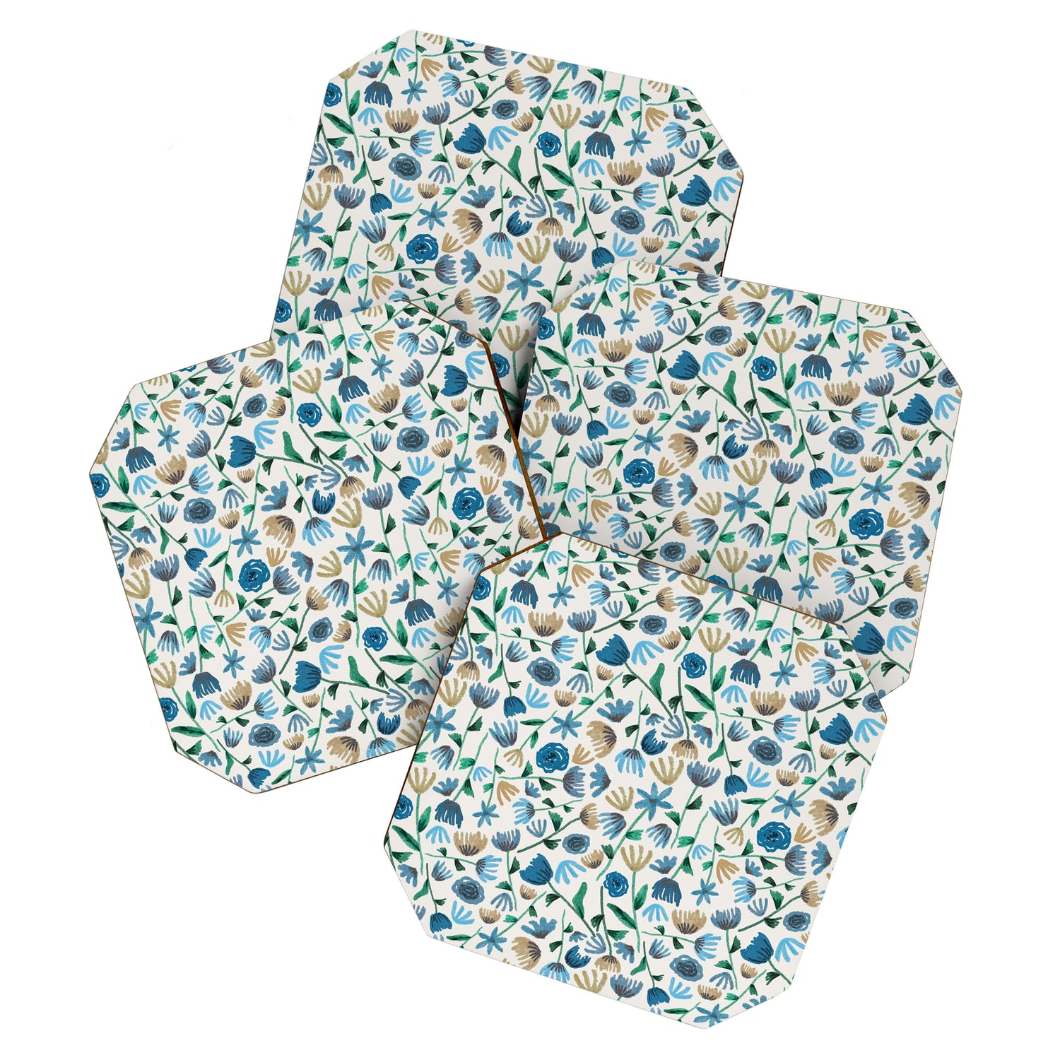 Colorful Blue Floral Pattern Coaster Gallery Image 1