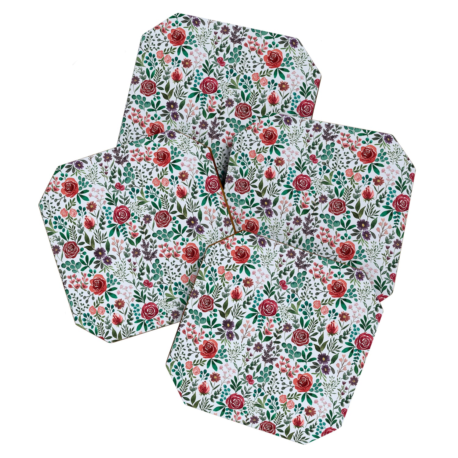 Pink and Purple Flowers Pattern Coaster Gallery Image 1