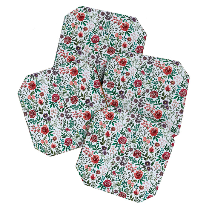 Pink and Purple Flowers Pattern Coaster Gallery Image 1