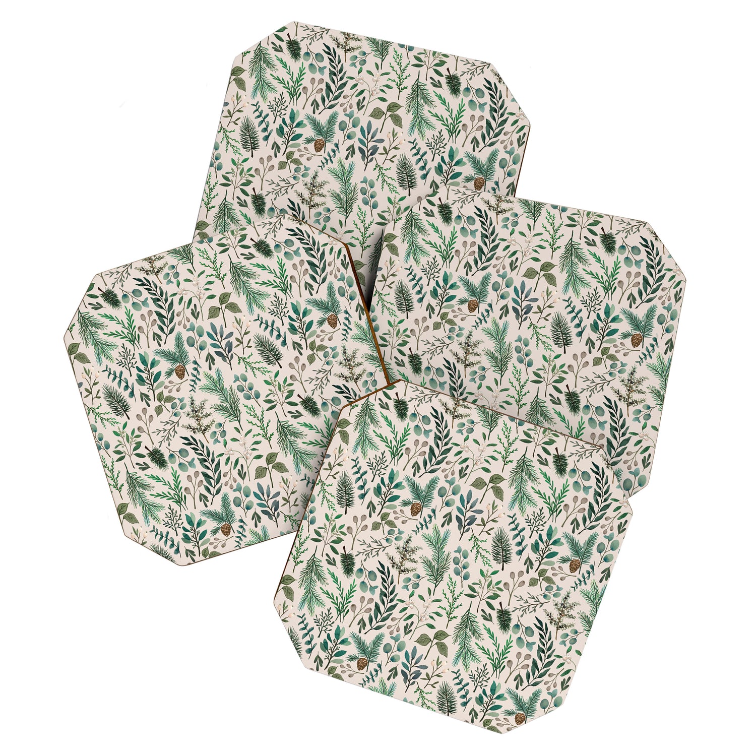 Winter Eucalyptus and Berry Pattern Coaster Gallery Image 1