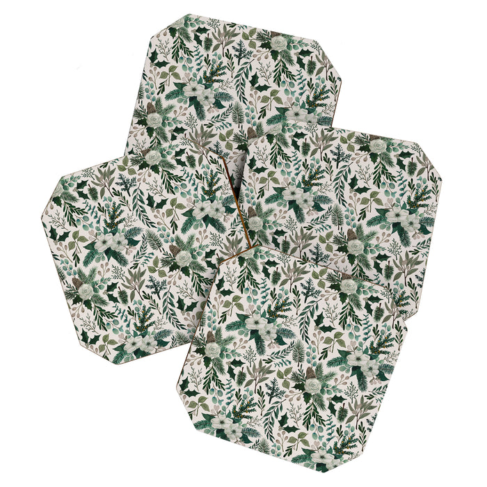 Winter Floral Pattern Coaster Gallery Image 1