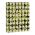 Geometric Checkerboard with Confetti Squares Green Black on Beige Canvas Print Gallery Image 8