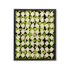 Geometric Checkerboard with Confetti Squares Green Black on Beige Framed Canvas Print Gallery Image 8
