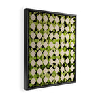 Geometric Checkerboard with Confetti Squares Green Black on Beige Framed Canvas Print Gallery Image 2