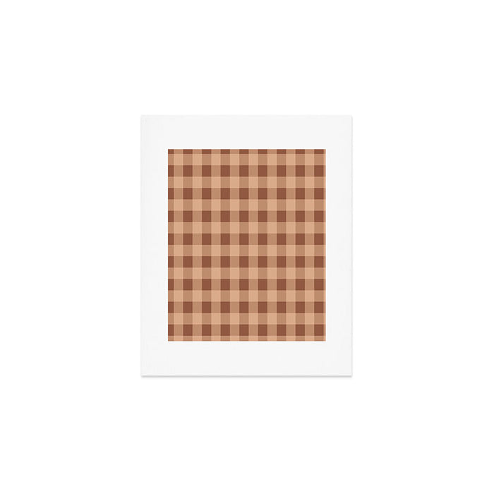 Gingham Large Brown Dark Light Tan Art Print Gallery Image 1