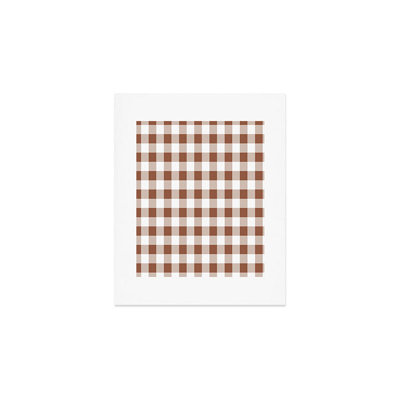 Gingham Large Brown White Art Print Gallery Image 1