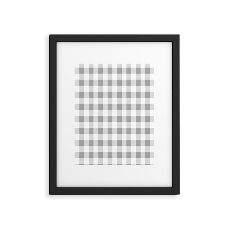 Gingham Large Gray White Framed Art Print Gallery Image 6