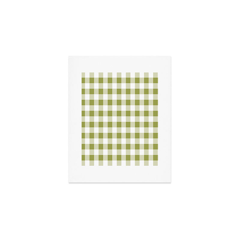 Gingham Large Green White Art Print Gallery Image 1