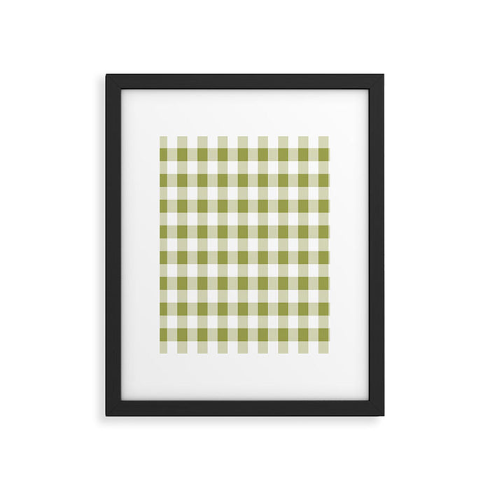 Gingham Large Green White Framed Art Print Gallery Image 1