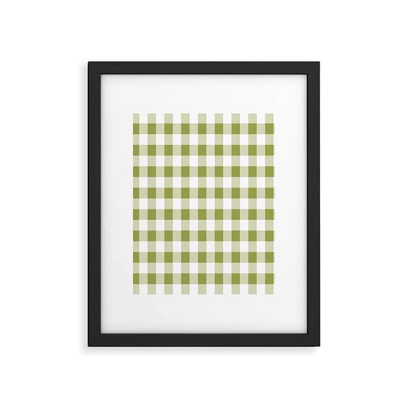 Gingham Large Green White Framed Art Print Gallery Image 6