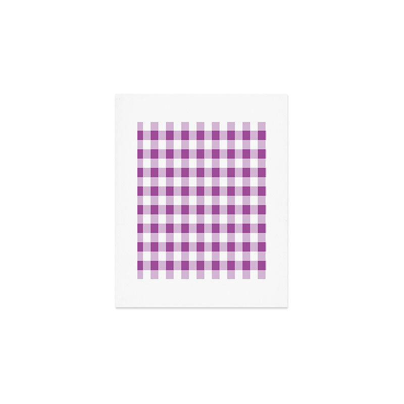 Gingham Large Lavender Amethyst White Art Print Gallery Image 1