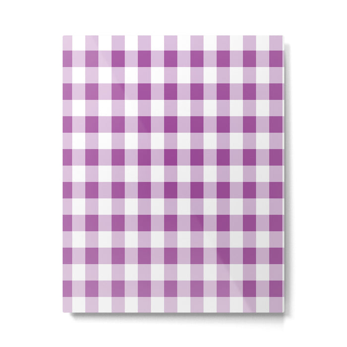 Gingham Large Lavender Amethyst White Metal Print Gallery Image 1