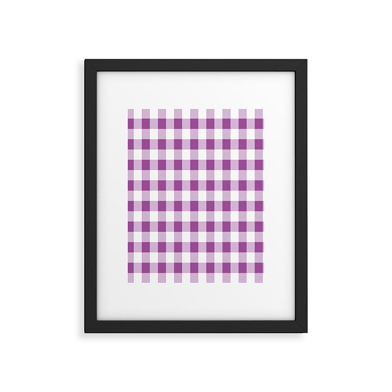 Gingham Large Lavender Amethyst White Framed Art Print Gallery Image 6