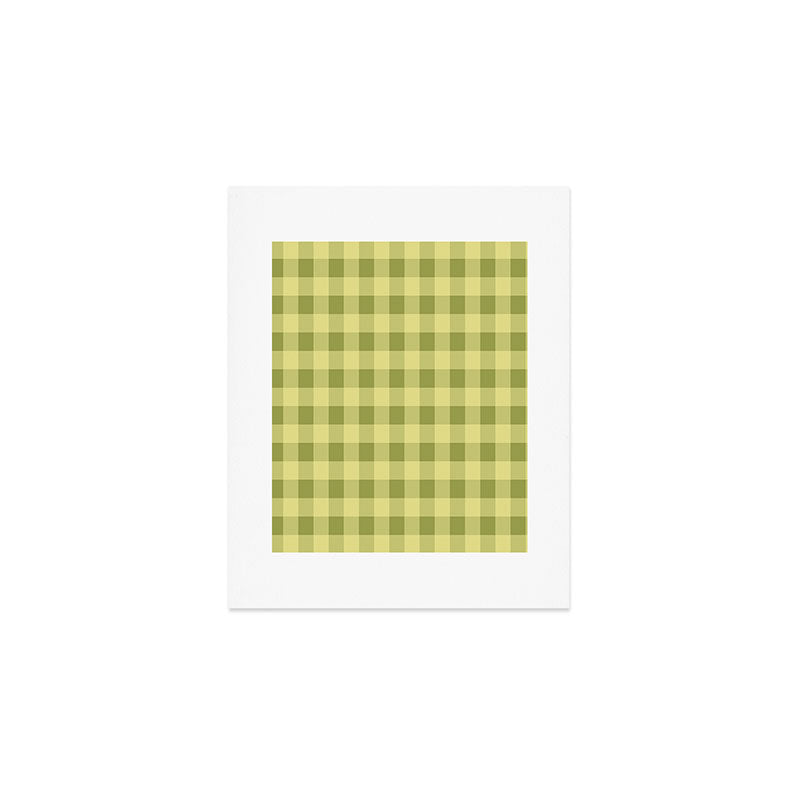 Gingham Large Lime Green Art Print Gallery Image 1