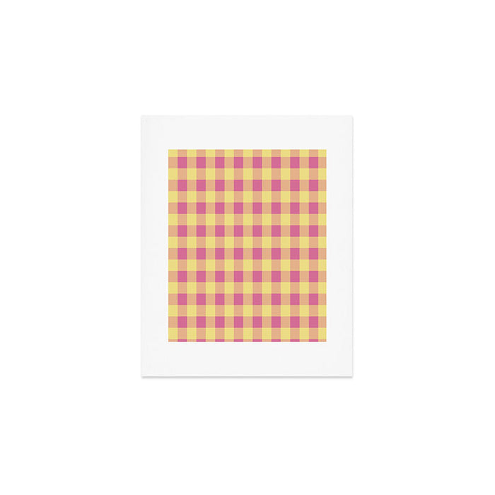 Gingham Large Pink Orange Yellow Art Print Gallery Image 1